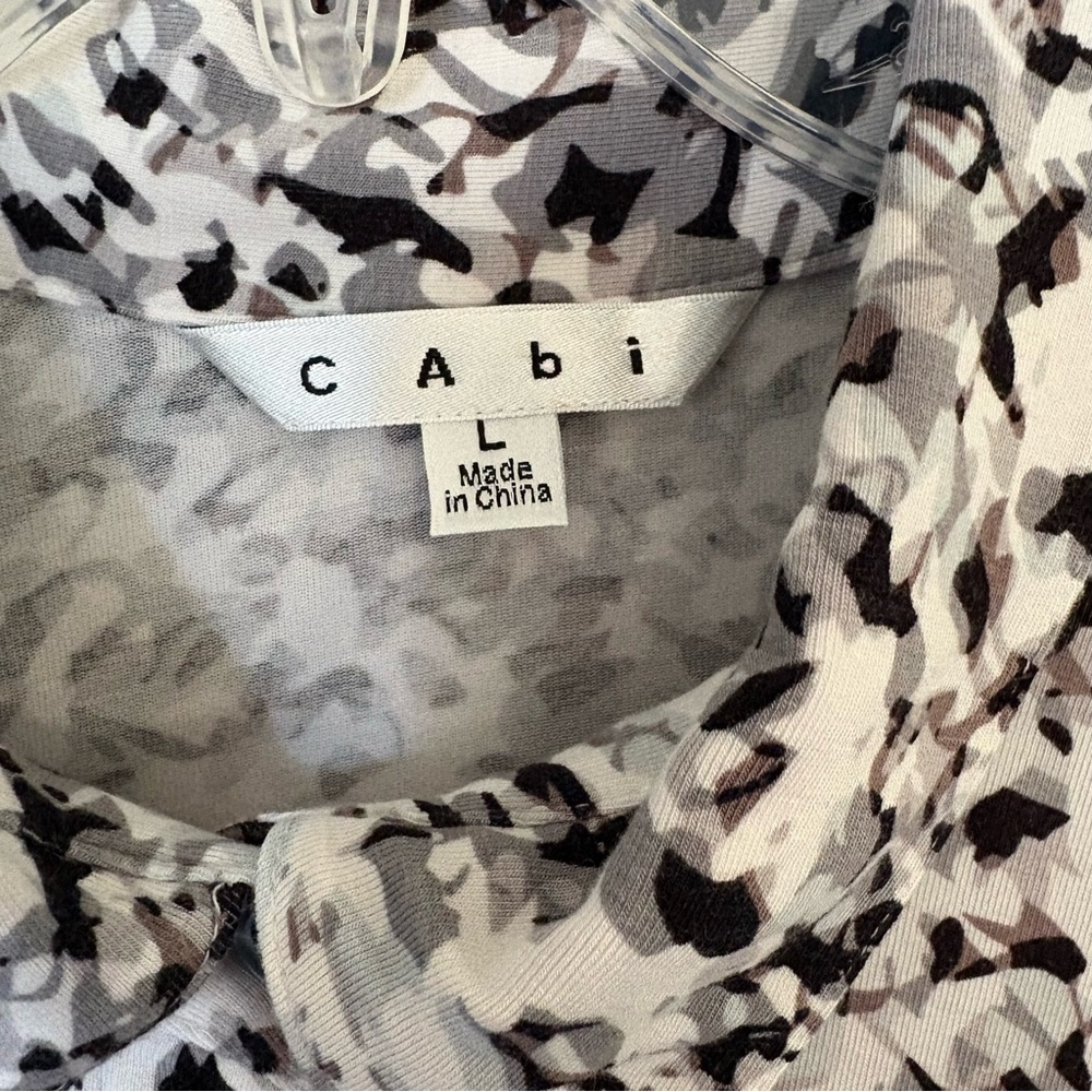 CAbi Printed Black White Collard Shirt Dress w Matching Belt Tie Women’s Large - Picture 8 of 10